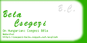 bela csegezi business card